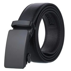 Men's Automatic Black PU Leather Belt 46 in